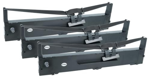 vhbw 3x Farbband Schriftband kompatibel mit Epson LQ890 | LQ590, FX-590, FX590, FX-890, LQ-590, FX890 Nadeldrucker, Bondrucker - Schwarz