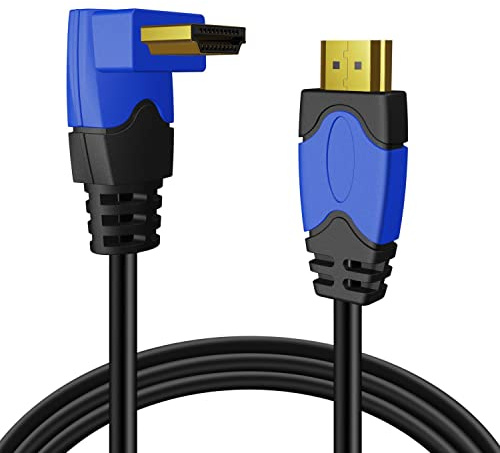 TNP 4K HDMI Cable Right Angle 90 Degree (3 FT) High Speed 18GBPs HDMI Wire Cord Support 4K 60Hz HDR 2K 2160p 1440p 1080p 3D ARC/eARC Ethernet For Video Gaming Xbox One PS 4 & 4K Apple TV HDTV Projecto | 90 Degree Hdmi Cord for Tight Spaces; 3Ft Cable Supports 4K, Hdr, Arc, Ethernet and 3D