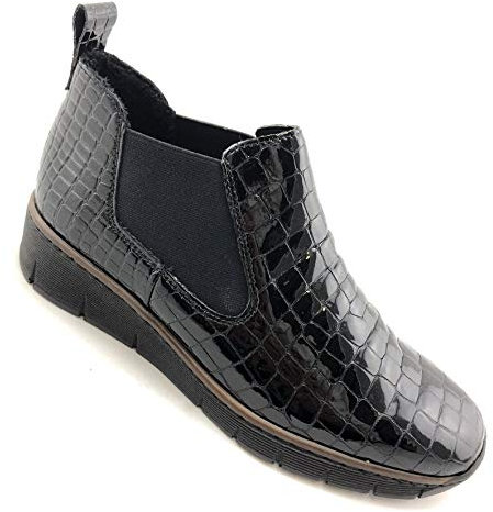 Rieker Eria Frauen Leder Slip Auf Wedge Heel Chelsea Boots 36 EU Schwarz