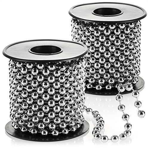 COM-FOUR® 2X Guirlande de Perles pour Le Sapin de Noël - Ruban de Perles de décoration de Sapin de Noël - décoration de Noël - décoration de Mariage - Argent 15 m
