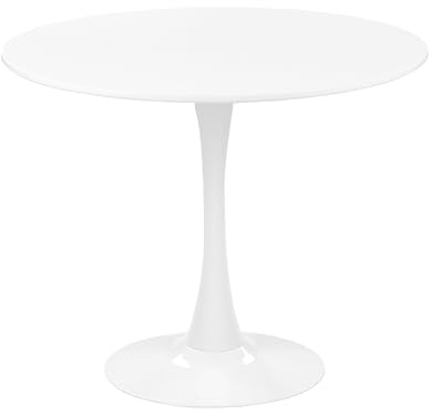 Beliani Esstisch weiß 90 cm rund MDF-Platte Metall Boca