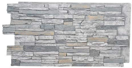 Faux Stone Wall Panel - Deep Stacked Stone Siding - Alpine Beach Color (48 W X 24 H X 1½D)