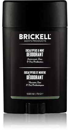 Brickell Men's Products Déodorant naturel pour hommes, naturel et biologique, sans aluminium, sans alcool et sans bicarbonate de soude, 78 ml (Eucalyptus et menthe)