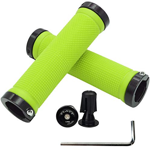 PLATT Bike Handlebar Grips with Aluminum Lock Non-Slip Rubber Bicycle Handle Grip for MTB/BMX
