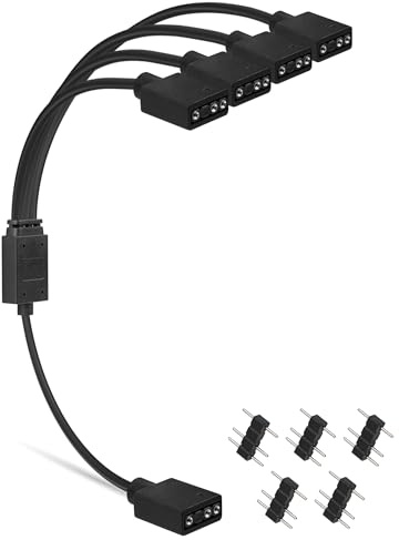 upHere ARGB 3Pin Câble répartiteur de Ventilateur 1 à 4 Splitter Cable répartiteur connecteur pour Bande LED,30 cm avec Broches mâles（53ARGB）