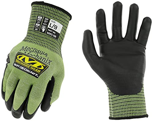 Mechanix Wear SpeedKnit S2EC06 - Guantes de trabajo de punto recubierto, resistentes a cortes y abrasión, resistentes y de alta destreza, compatibles con pantalla táctil, lavables a máquina, talla L
