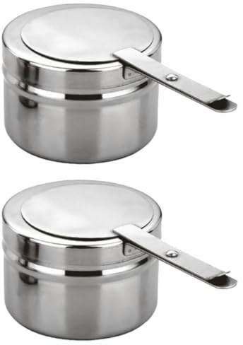 Yardwe Brennstoffhalter aus Edelstahl, 2 Stück, Brennstoffhalter für Chafing Dish Chafing Cafing Heat Fuel Chafing Fuel Holder with Cover Stainless Steel Fuel Holder with Cover, Party, Buffet