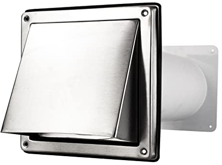 Traversée murale - Hotte de protection contre les intempéries - Carré - Diamètre : 100, 125, 150 mm - Avec clapet anti-retour - Diamètre : 125 mm