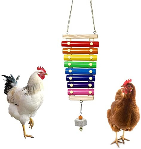 HirrWill Chick Xylophon zum Aufhängen, Xylophon, Spielzeug mit 8 Schlüsseln, Metall, Specht-Spielzeug (Regenbogenfarben)