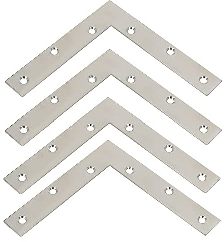 SAYAYO Soporte de Esquina de Placa Plana Escuadras Metalicas de Reparación Ángulo en Forma L 150mm Acero Inoxidable para Silla, Ventana, Muebles Unir Fijación y Conexión, EJ7150L-4P-EU