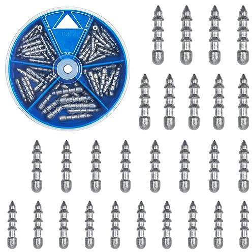 Angel-Nagelgewichte-Set, 70 Stück, Wacky Wurm-Gewichte, Einsatz-Sinker, Angelgewichte für Kunststoff-Wurmköder, Nagelgewichte, Sinker, Ausrüstung für Neko Rig, Wacky Rig, Barsch, Angeln, 4 Größen