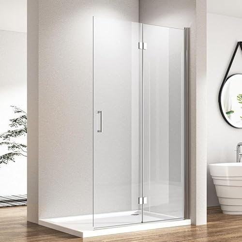Duschwand Walk-in Falttür 75x195cm Walk in Dusche Faltbar Duschkabine, Falttür Glas Duschabtrennung Duschtrennwand aus 6mm ESG NANO Sicherheitsglas, Duschtür Glaswand Höhe 195cm
