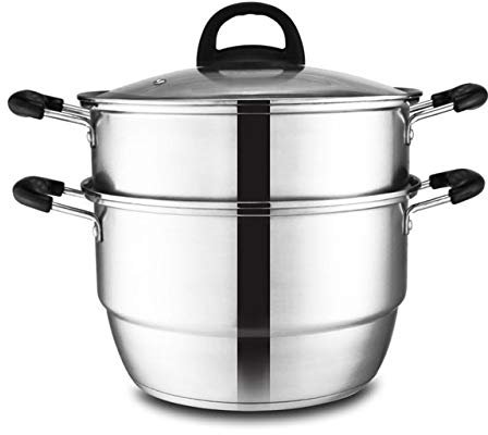 ANSNOW Double Boiler Fish Cooking Pot Stainless Steel 2Layer Doublelayer Steamer Thickened Steaming Cage Home Soup Pot/B