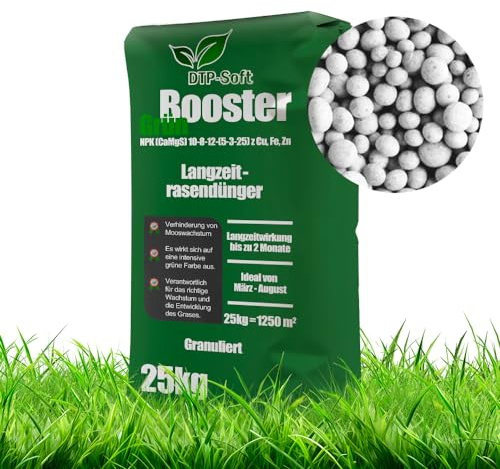 DTP-SOFT Rasendünger Anti-Moos 25kg für 1250 m² Booster gesunder Rasen Turbo-Grün TOP (25kg für 1.250m²)