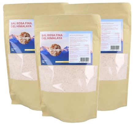 Pack Sal rosa fina del Himalaya Bio | 3x1kg | Naturitas Essentials | 100% Natural | Sin refinar | Sales