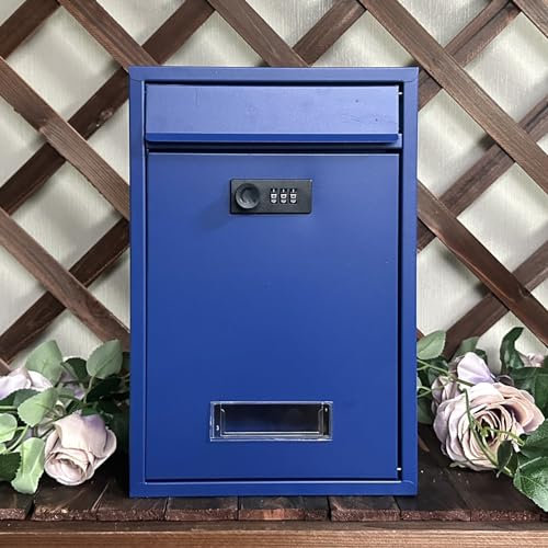 HJYryhyfddply Briefkasten, Briefkästen Zur Wandmontage mit Zahlenschloss, Briefkästen Zur Wandmontage Im Außenbereich, Briefkästen for Den Außenbereich, Perfekt for Briefeinwürfe(Blue)