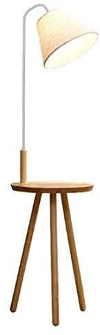 JOCLOL Lámpara de pie Lámpara de pie Lámpara de pie con estante Luces de pie modernas Base de trípode de madera y pantalla de tela Lámpara de lectura E27 Lámpara de pie de pie Dormitorio