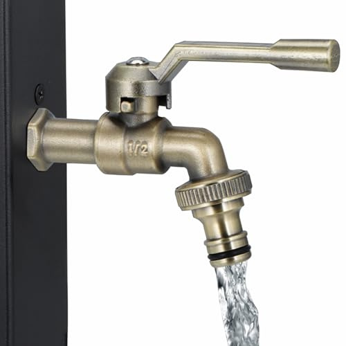 Universal Garten Wasserhahn,Gartenhahn 1/2 Zoll Messing Wasserhahn Garten Antik Kugelhahn Außenhahn Außenauslass Wasserhahn,Bronze