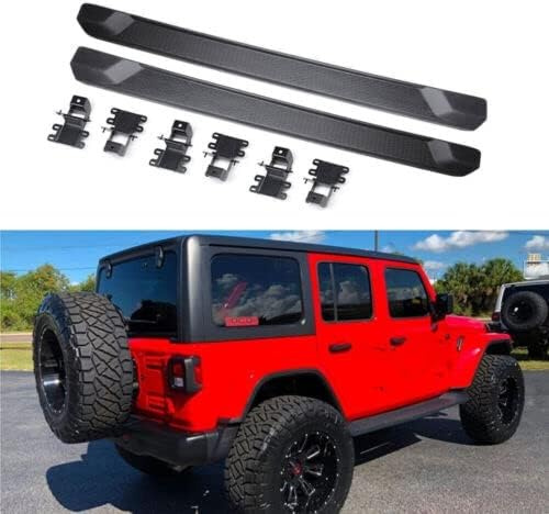 LLL6zzzK 2 Piezas Estribos Laterales para Jeep Wrangler JL 4D 2018–2023, Faldón Lateral Antirayas Anti-rasguños, Aluminio Negro