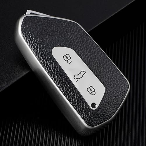 Misuyue VW Schlüsselhülle, Golf 8 schlüsselhülle für VW S-Koda Seat Silbrig | 3 Tasten Autoschlüssel Hülle VW aus Leder und TPU für VW MK4 MK8 Seat Leon Ateca Tarraco Octavia 8