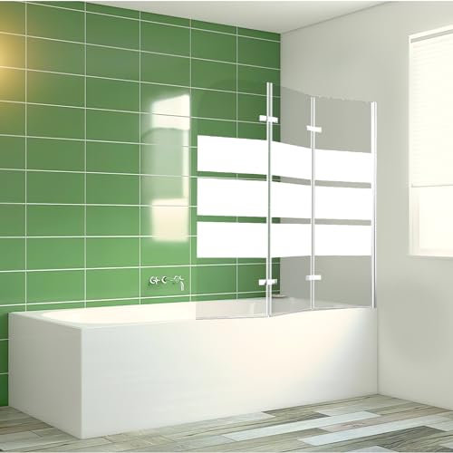 Daromigo Parete doccia per vasca da bagno, 120 x 140 cm, 3 pezzi, pieghevole, con vetro di sicurezza ESG da 6 mm, per vasca da bagno