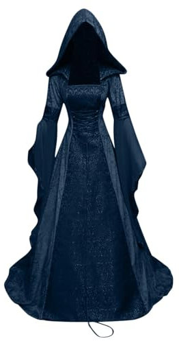 Gothic Kleidung Damen, Halloween Kostüm-Gothic Kleid Damen Renaissance Kleid Mittelalter Kleidung Steampunk Viktorianisches Vintage Cosplay Umhang Große Größen Gruselig Hexe Vampir Zombie Mädchen