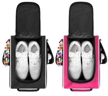Wolt Golf-Schuhtasche – Sport- und Reise-Schuh-Tragetaschen mit Belüftung und doppelter Außentasche für Zubehör für Damen und Herren, 2 Stück, schwarz + rosa, Sportschuhtasche