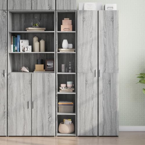 Xichuzi Highboard Grau Sonoma-Eiche 30x41x185 cm Holzwerkstoff, Kommode, Sideboard, Schuhkommode, Komodenschrank, Kleiderkommode, Küchenanrichte, Flurkommode, Esszimmerschrank - 846416