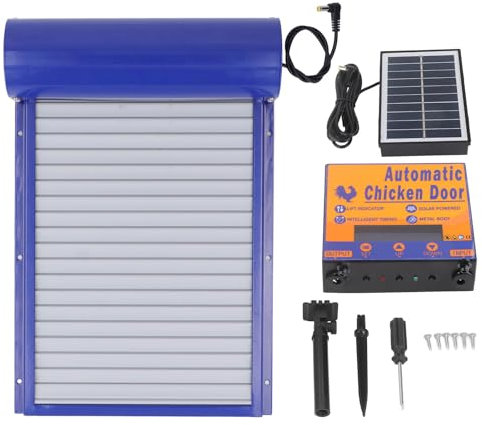 GRCFUMO Puerta de gallinero automática, puerta solar de gallinero, puerta programable, abridor de puerta de pollo con energía solar, control programable de temporizador