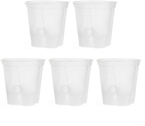 Pot à orchidée en plastique transparent, auto-arrosant avec trous de drainage, pots de pépinière avec soucoupe pour plantes de jardin et maison (180)