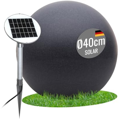 8 seasons design Solar Kugelleuchte 40 cm Shining Globe (anthrazit) LED warmweiß, Dämmerungssensor – wetterfest – Solarlampe für außen (Garten, Terrasse, Balkon) – robust & langlebig