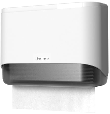 Bertreno Dispensador de toallas de papel para montaje en pared, multipliegue/tríptico/C, dispensador de toallas de mano de papel, dispensador de toallas de mano comercial, adhesivo blanco