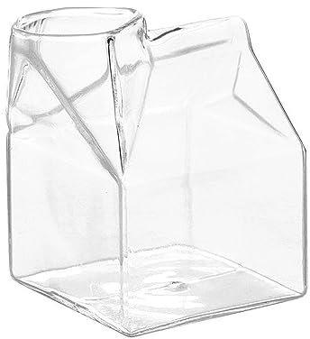 CVZJ Tasses en verre transparent en forme de boîte à lait, verres à cocktails, récipients carrés, pichet pour étudiants, boissons, thés