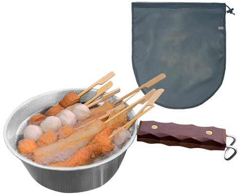 Ciotola da campeggio con manico, ciotola in acciaio inox con manico, da campeggio, da 2000 ml, in miscela di acciaio inox, da portata, da escursionismo con grande capacità, da campeggio