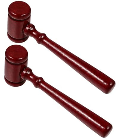 Toyvian 2pcs Wooden Gavel Judge Hammer for Courtroom Costume Break-Resistant Plaything for Lawyers Auctioneers Role Play Elegant Wood Finish