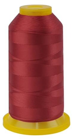 FOGAWA Hilo de coser de nailon, 1200 metros, color rojo oscuro, 210D/3, hilo de poliéster resistente para tapicería, cuero, jeans, lona, tienda de campaña