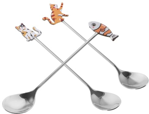 JECOMPRIS 3piezas Cucharillas Para Café y Aperitivos Accesorios De Cocina Para Gatos Cucharas De Té Decorativas