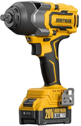 Alloyman Avvitatore a impulsi 20V MAX 1200 Nm, 1/2 con motore brushless, 2×4,0 Ah batterie, 2400 giri/min, velocità variabile per auto di famiglia/tosaerba