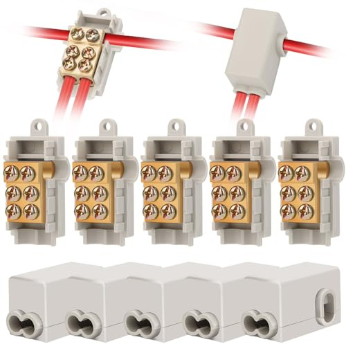 Linkstyle 10PCS 6 AWG 80A Wire Connector Nut Kit, 13-6 Gauge Screw-Fixed Type Butt Connectors Quick T Tap Electrical Connectors 1 in 2 Out Wiring Connection Terminals for Car Truck Marine RV