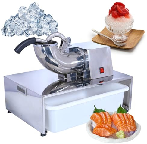 FLNOZAMZ 220 LBS/H Commercial Ice Crushers Machine, Electric Snow Cone Machine, Stainless Steel Shaved Ice Machine for Restaurants, Bars, Home (220v)