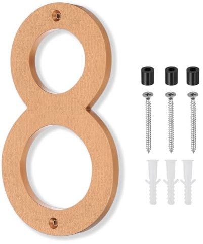 PATIKIL Numéro De Maison 10 Pouces, Panneau D'Adresse De Maison Grand Numéro Flottant Moderne Avec Vis Pour Porte Extérieure Mur Rue, Or, 8