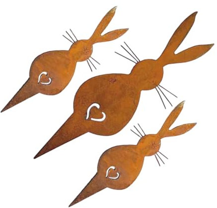 ifundom 3 Stück Teiliges Gartenstecker Hasenform Rostige Osterdeko für Garten und Langlebig für Frühlingsdekoration im Außenbereich