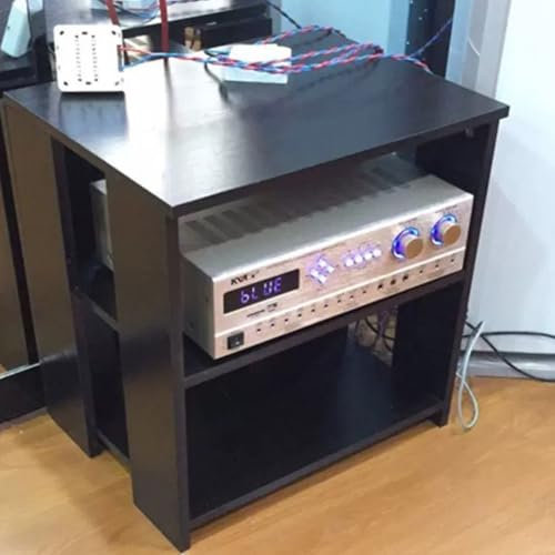 Generisch 3-stufiger Audio-Stereo-Ständer – Medienschrank aus Holz, multifunktionales HiFi-Rack, offenes Eckregal zur Medienaufbewahrung, stilvolles schwarzes Finish, perfekt für Home-Entertainment.