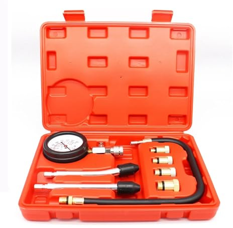 Manometro Misuratore di pressione del tester di compressione del motore a benzina, misuratore di pressione del misuratore del cilindro del motore a benzina con adattatore M10 M12 M14 M18(With plastic