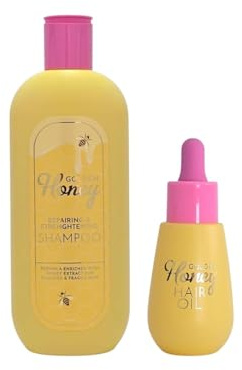 Golden Honey - Set de cuidado del cabello: champú 400 ml y aceite capilar de 30 ml | Reparación y fuerza
