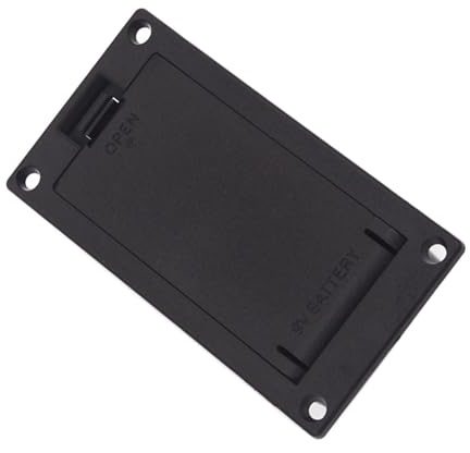 Caja de Batería Eq08 Negra para Guitarra de 9 V sin Cable | Plástico, Montaje Plano y Acceso Fácil para Recambio, Conector de Pastilla Dinámica Eq08