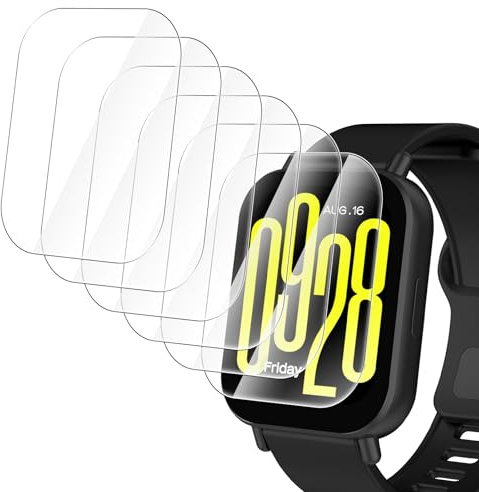 Hianjoo 6 Pezzi Pellicola Protettiva Compatibile con Xiaomi Redmi Watch 5 Active 【Non Per 5/5 Lite】, Pellicola Premium a Copertura Completa [Resistente ai Graffi] [Anti-Shatter]