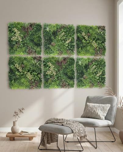 JELLE & JACOB Künstliche Pflanzenwand Indoor & Outdoor, Blumenwand Urban Jungle, 6er Set je 100x100 cm, pflegeleicht & langlebig - für Wohlfühl-Atmosphäre, Kunstpflanzen Wand, Green Wall, Pflanzen
