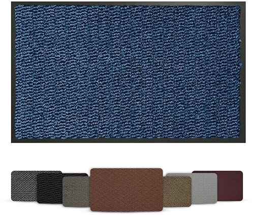 Door Mat Indoor Outdoor Non Slip Rubber Mat – Heavy Duty Washable Floor Mat, Super Absorbent Dirt Trapper Doormat for Front Door, Kitchen & Entrance Hallway (Blue, 60cm x 80cm)