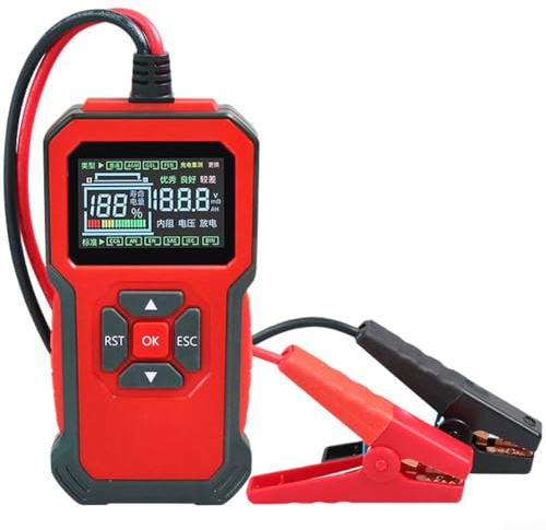 Smart Tester per batterie da 12 V 24 V con messaggio vocale per auto, moto, veicoli elettrici Carrelli elevatori con diagnostica precisa di tensione e livello di carica